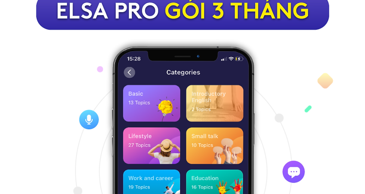 Gói học ELSA Pro thời hạn 3 tháng từ ELSA SPEAK - Học phát âm tiếng Anh chuẩn bản xứ